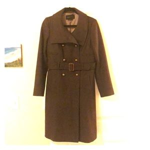 Olive green military-style pea coat
